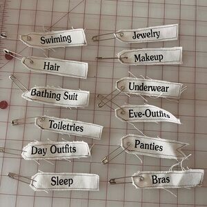 White Fabric Label Pins Set